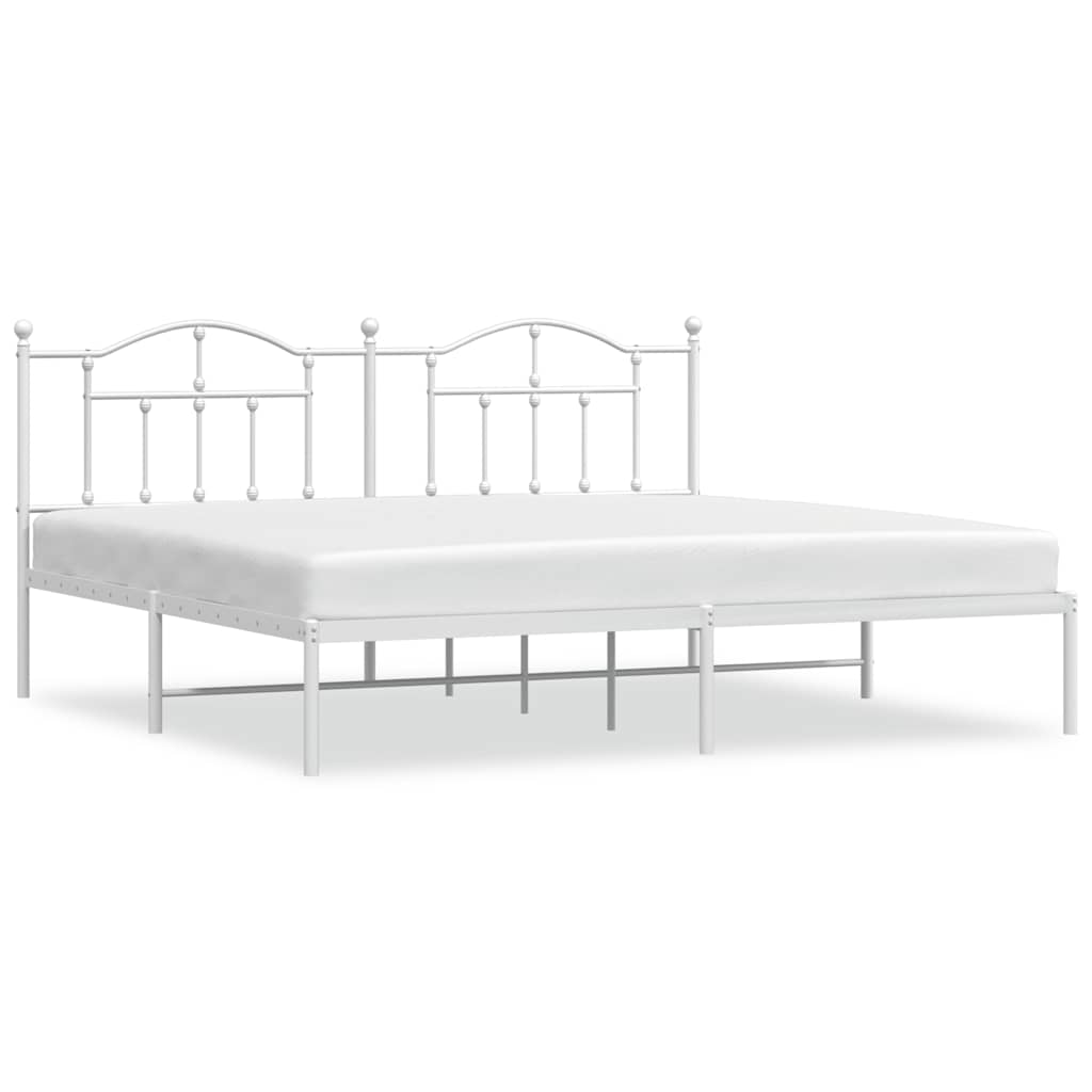 Bed Frame White Powder-coated steel Double Bed Frame