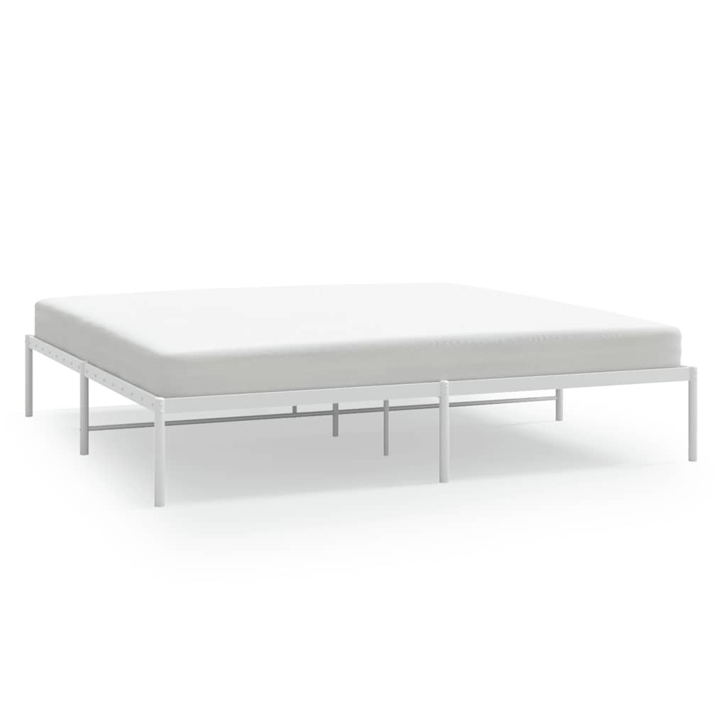 Bed Frame White Powder-Coated Steel Double size Bed Frame