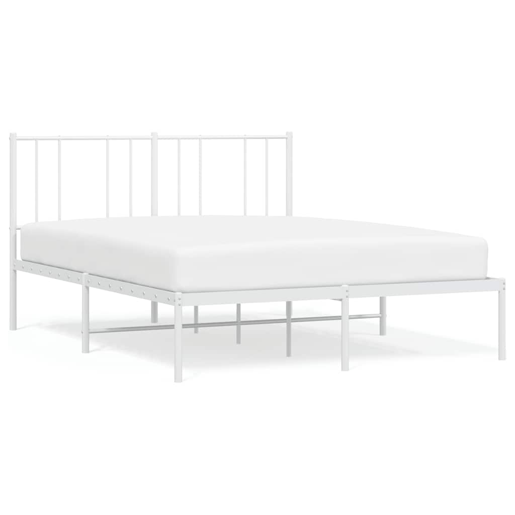 Bed Frame White Powder-coated steel Full Bed Frame Rectangular