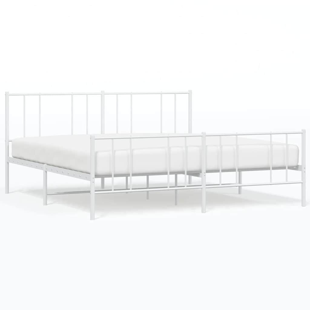 Bed Frame White Powder-coated steel Full Bed Frame Rectangular