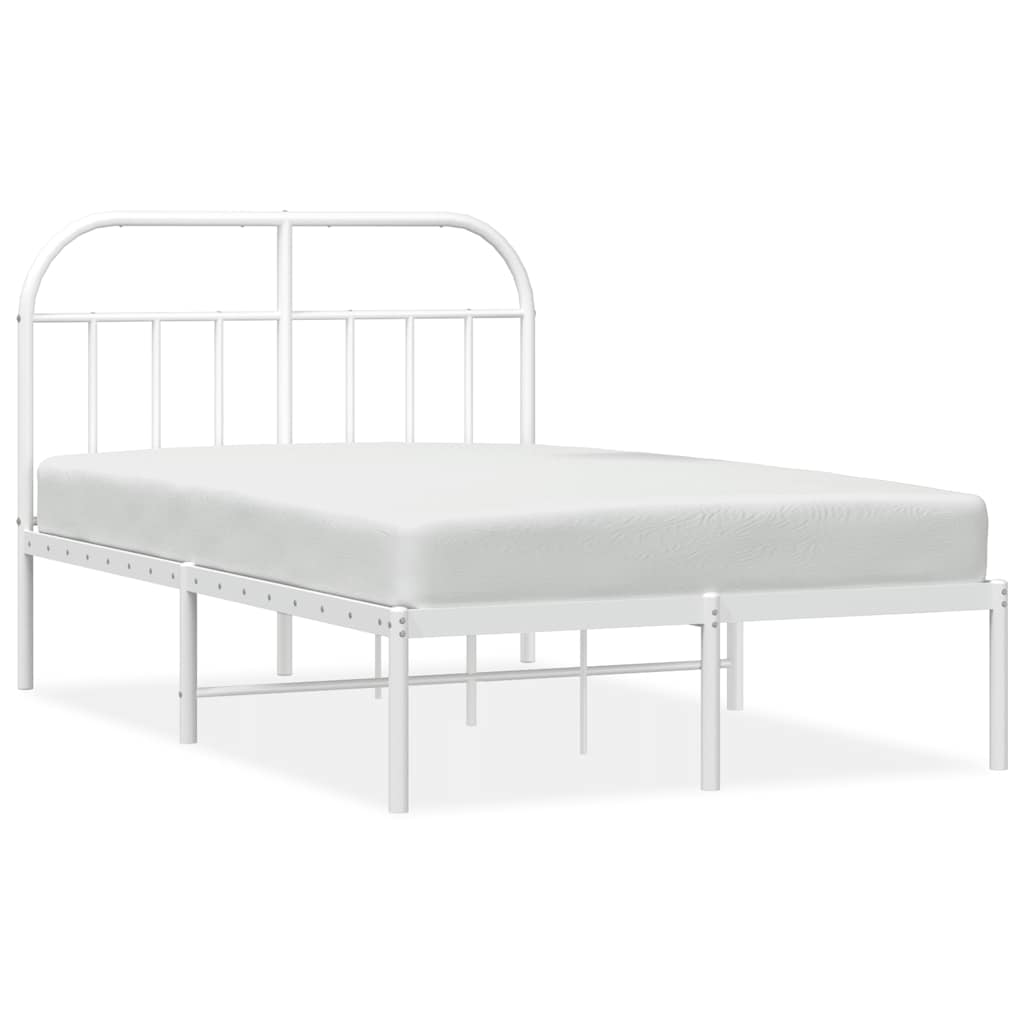Bed Frame White Powder-Coated Steel Full Bed Frame Rectangular