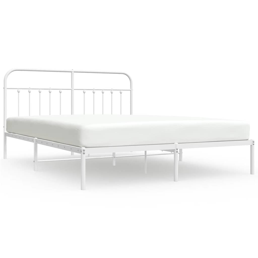 Bed Frame White Powder-coated steel Full Bed Frame Rectangular