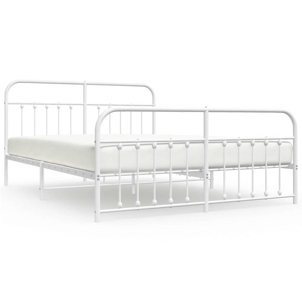 Bed Frame White Powder-coated steel Full Bed Frame Rectangular
