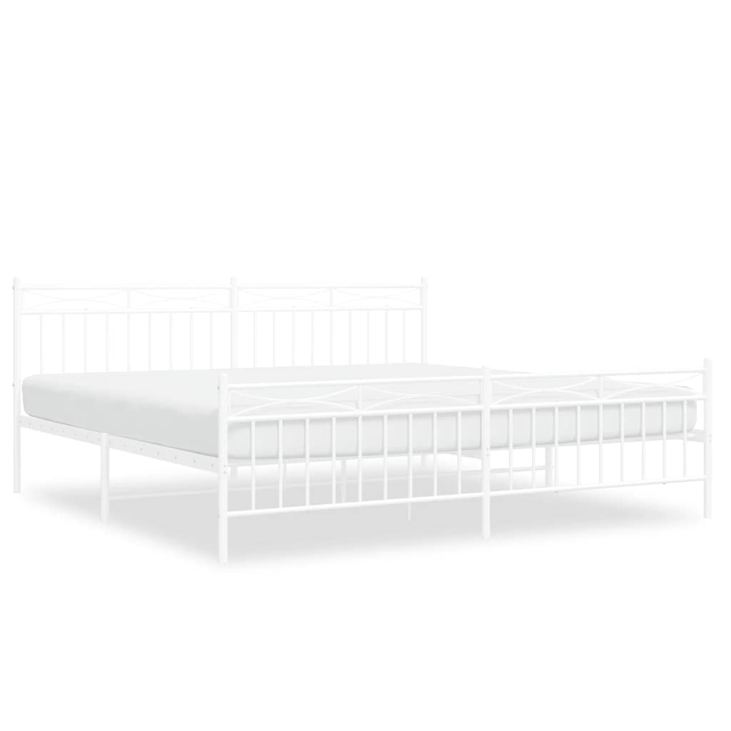 Bed Frame White Powder-coated steel Full Bed Frame Rectangular