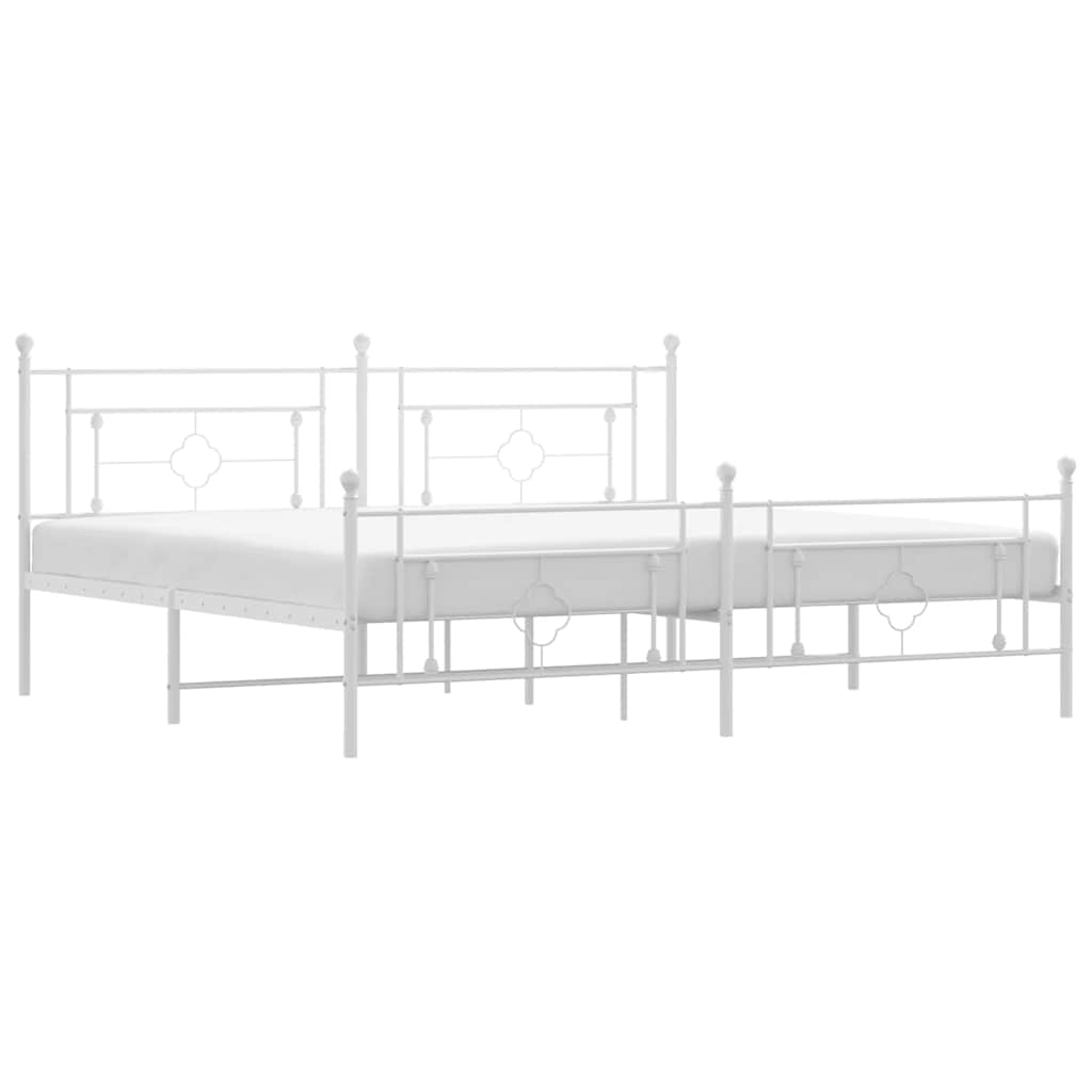 Bed Frame White Powder-Coated Steel Full Bed Frame Rectangular