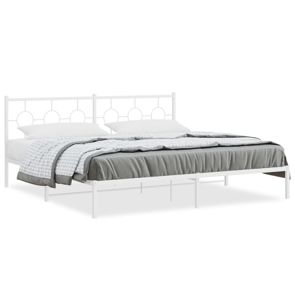 Bed Frame White Powder-coated steel Full Bed Frame Rectangular