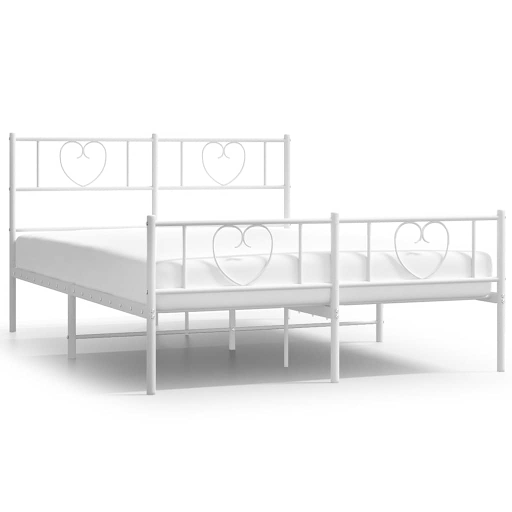 Bed Frame White Powder-coated steel King Bed Frame Rectangular