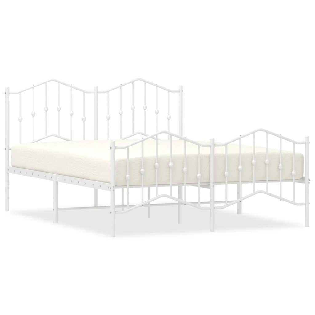 Bed Frame White Powder-coated steel King Bed Frame Rectangular