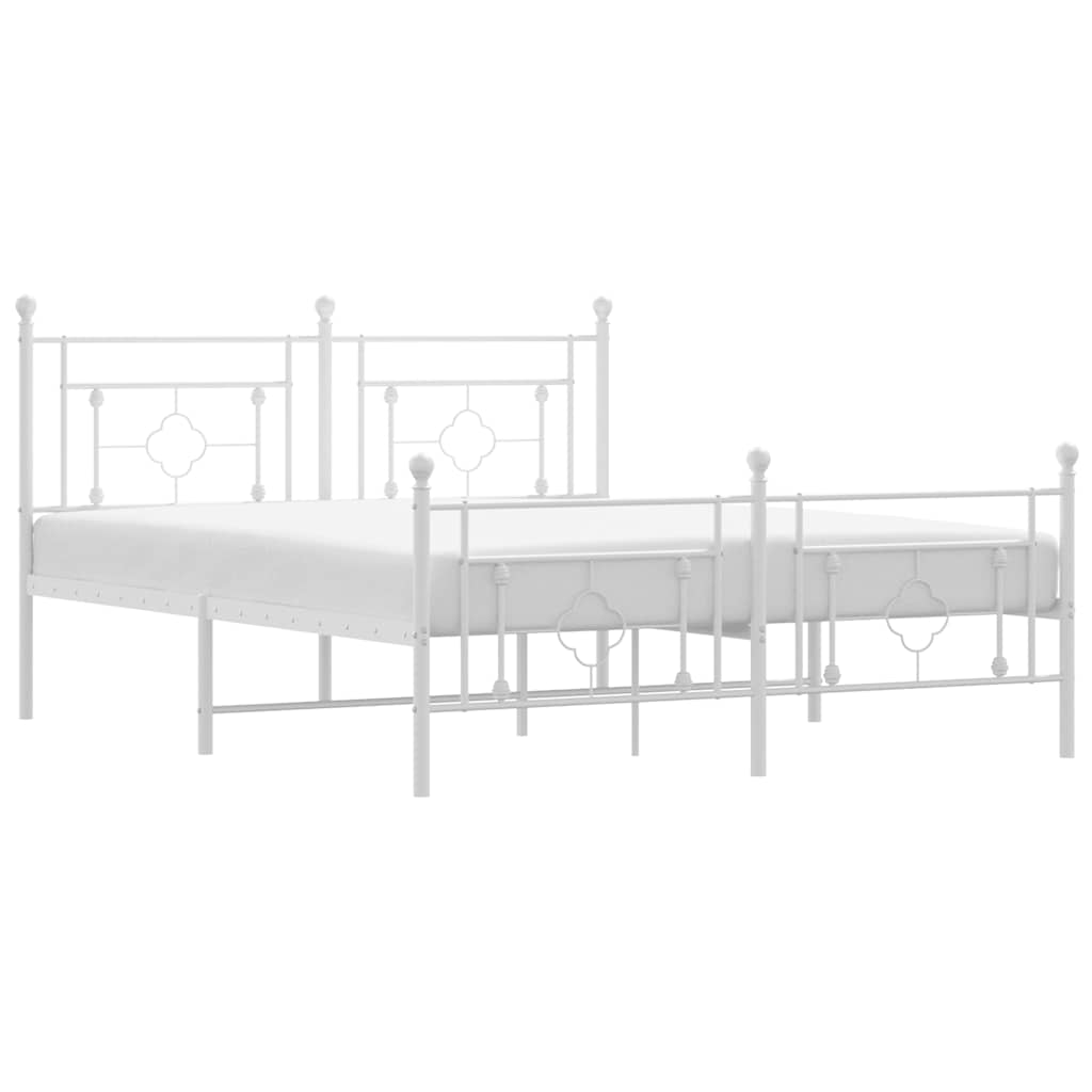 Bed Frame White Powder-coated steel King Size Bed Frame