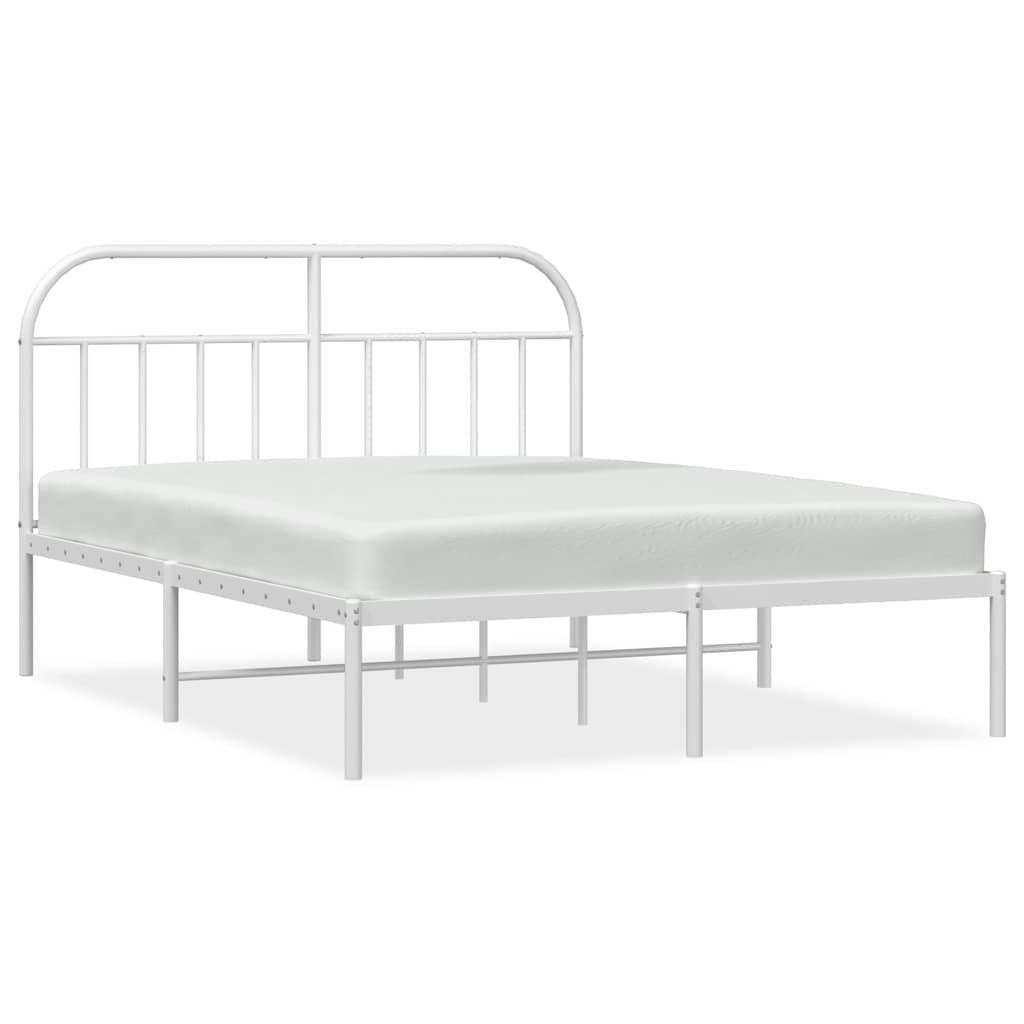 Bed Frame White Powder-coated steel Queen Bed Frame Rectangular