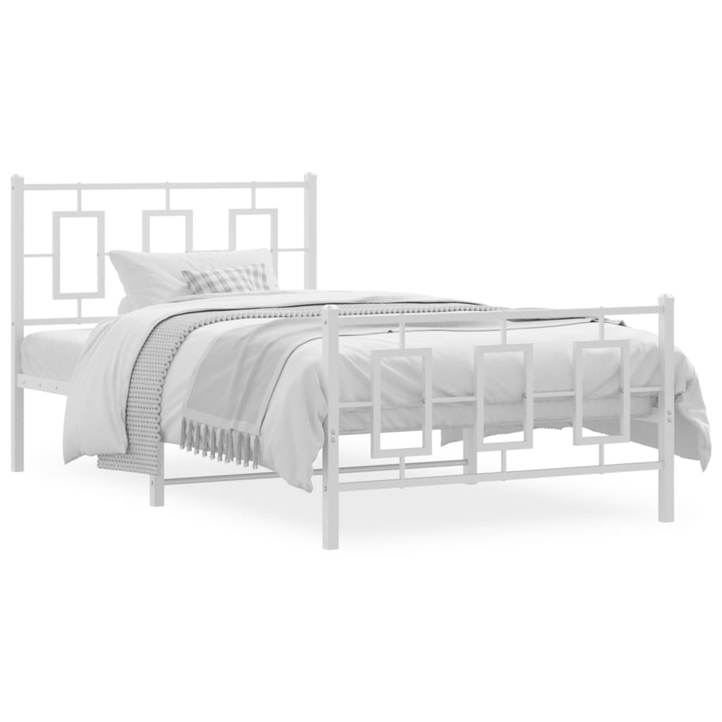 Bed Frame White Powder-Coated Steel Single Bed Frame