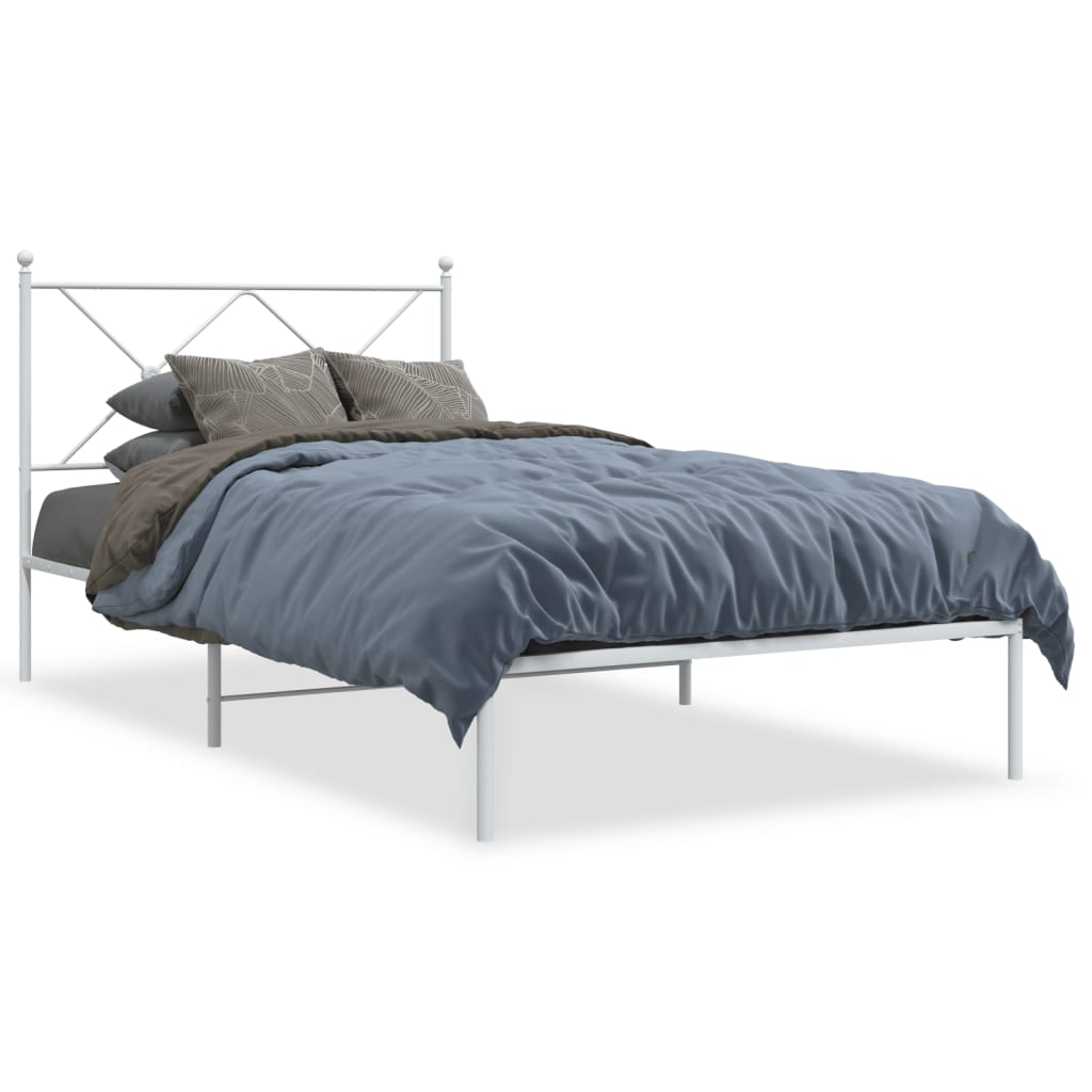 Bed Frame White Powder-coated steel Single Durable Bed Frame