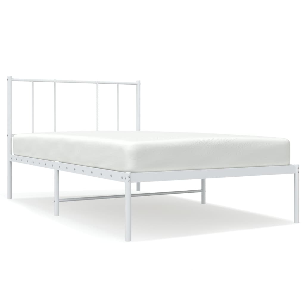 Bed Frame White Powder-coated steel Twin Bed Frame Rectangular