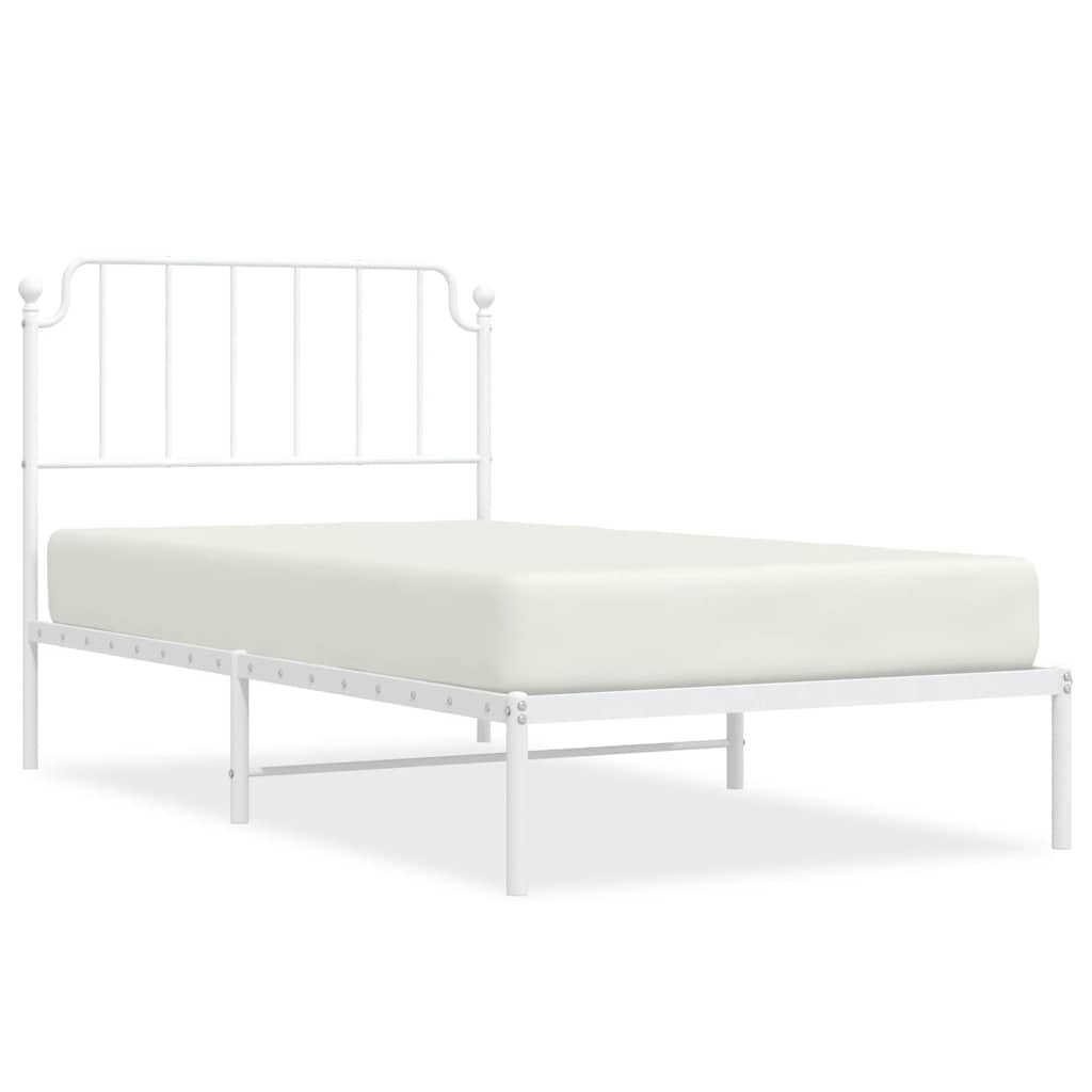 Bed Frame White Powder-coated steel Twin Bed Frame Rectangular