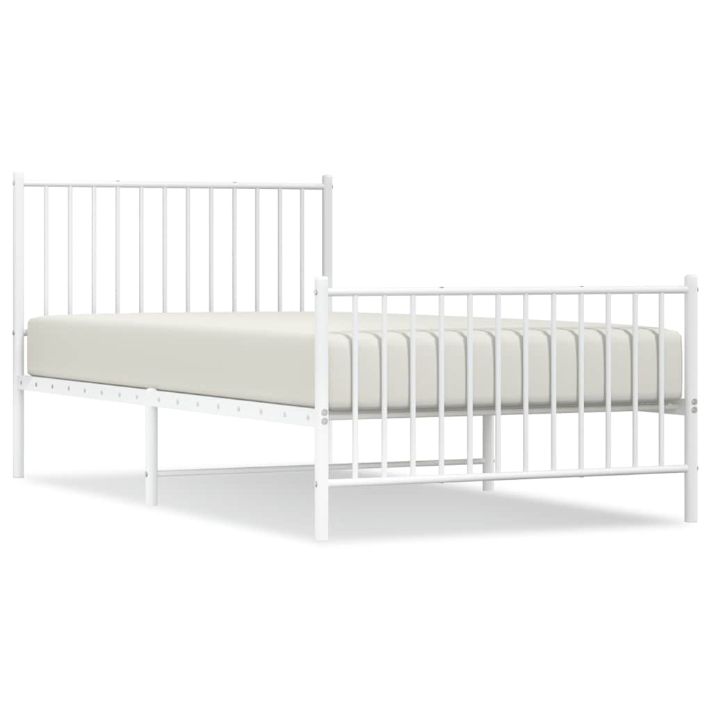 Bed Frame White Powder-coated steel Twin Bed Frame Rectangular