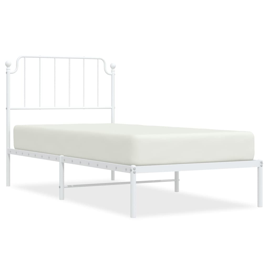 Bed Frame White Powder-coated steel Twin Bed Frame Rectangular