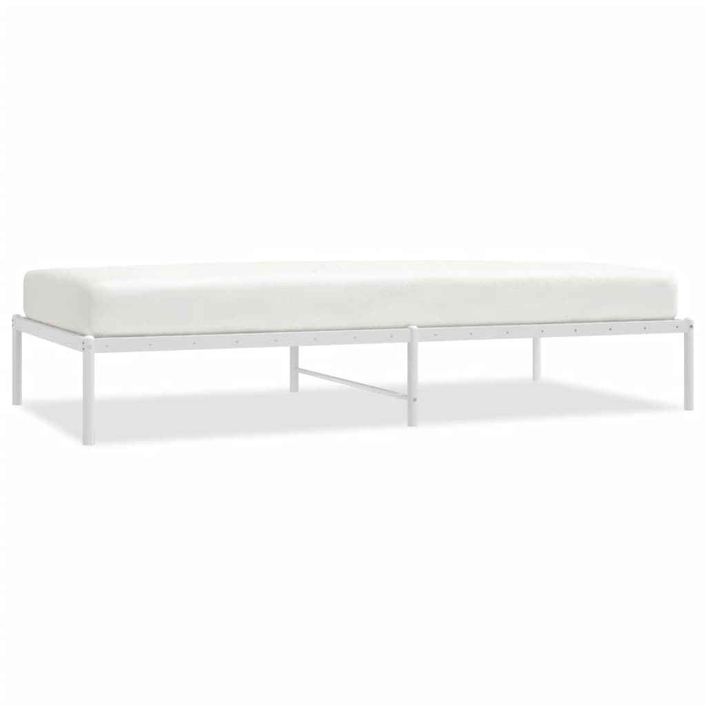 Bed Frame White Powder-Coated Steel Twin Bed Frame Rectangular