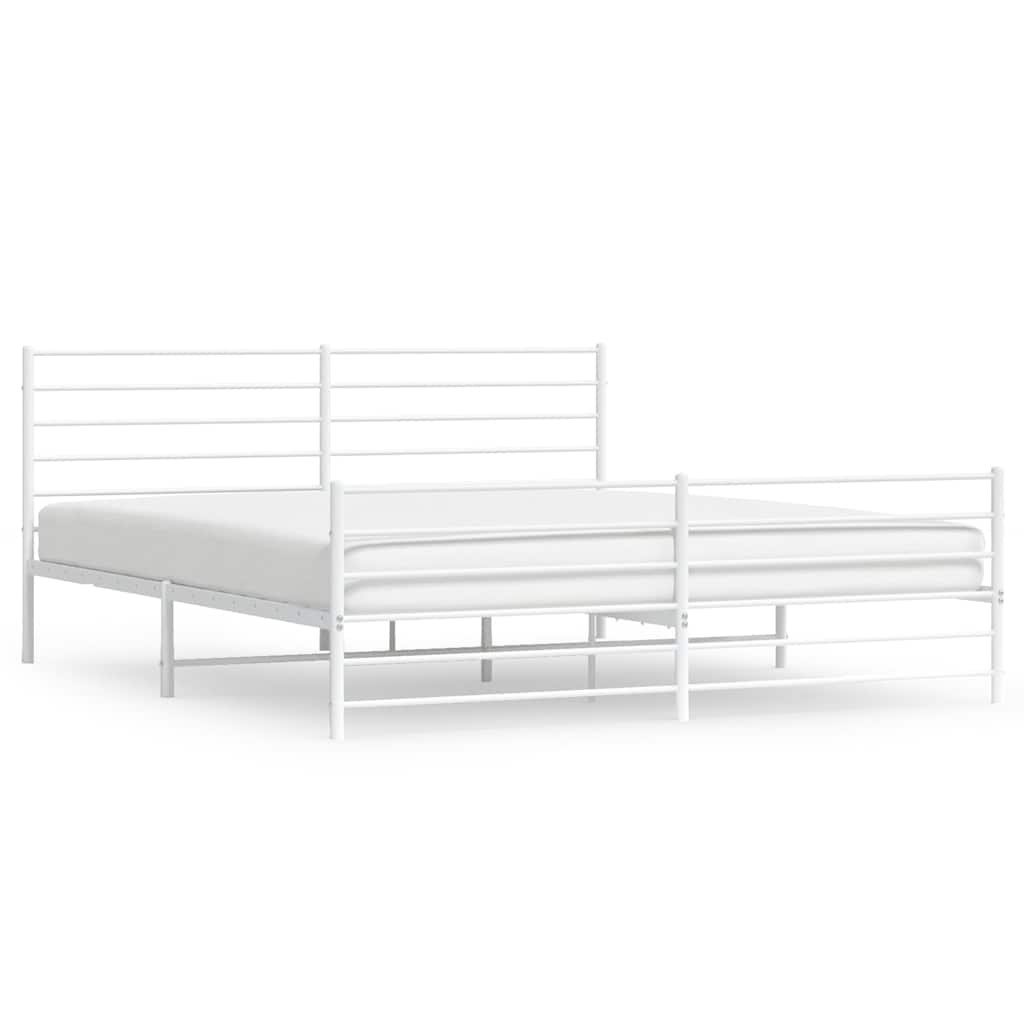Bed Frame White Steel 76 x 80 in Extra Long Bed Frame