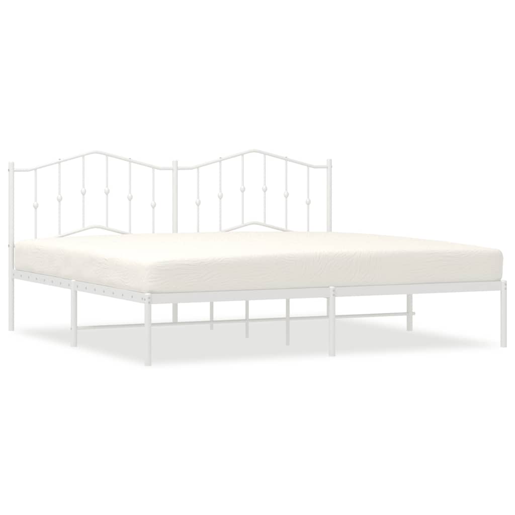 Bed Frame White Steel 76.0 x 80.0 in Bed Frame Rectangular