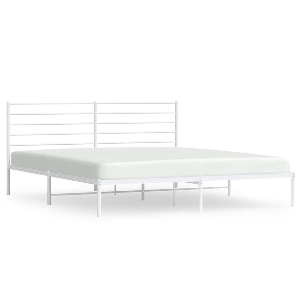 Bed Frame White Steel Double Bed Bed Frame Rectangular