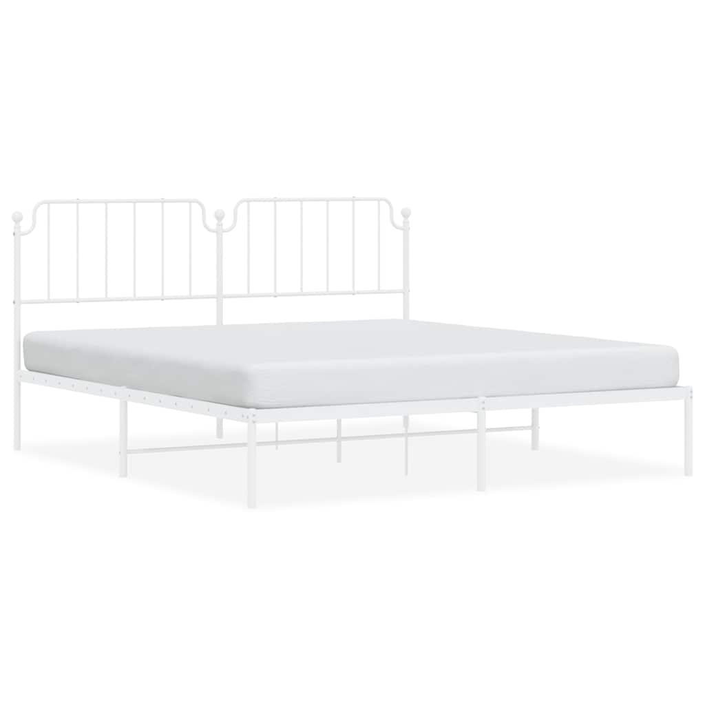 Bed Frame White Steel Double Bed Frame Rectangular