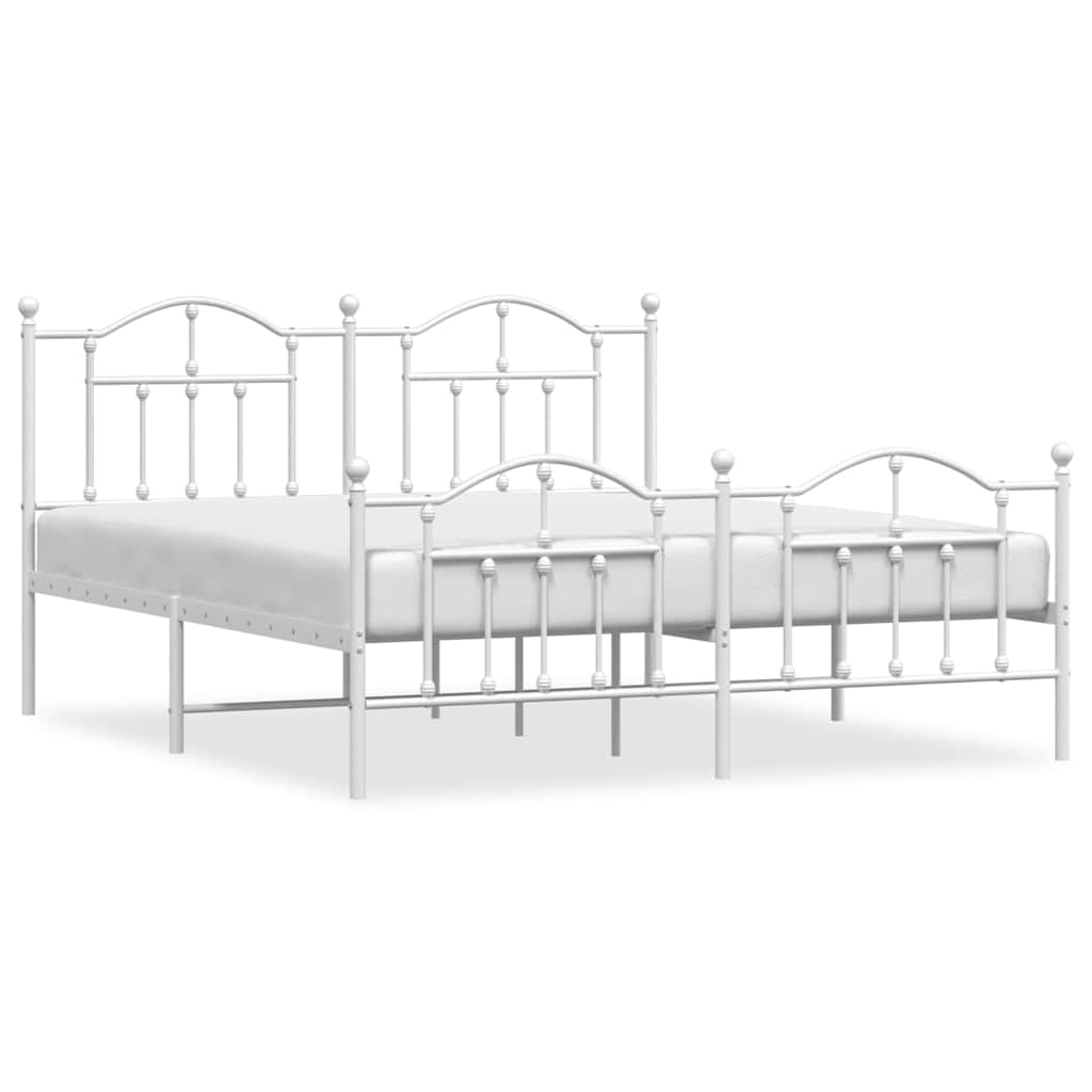 Bed Frame White Steel Double Bed Frame Rectangular Modern