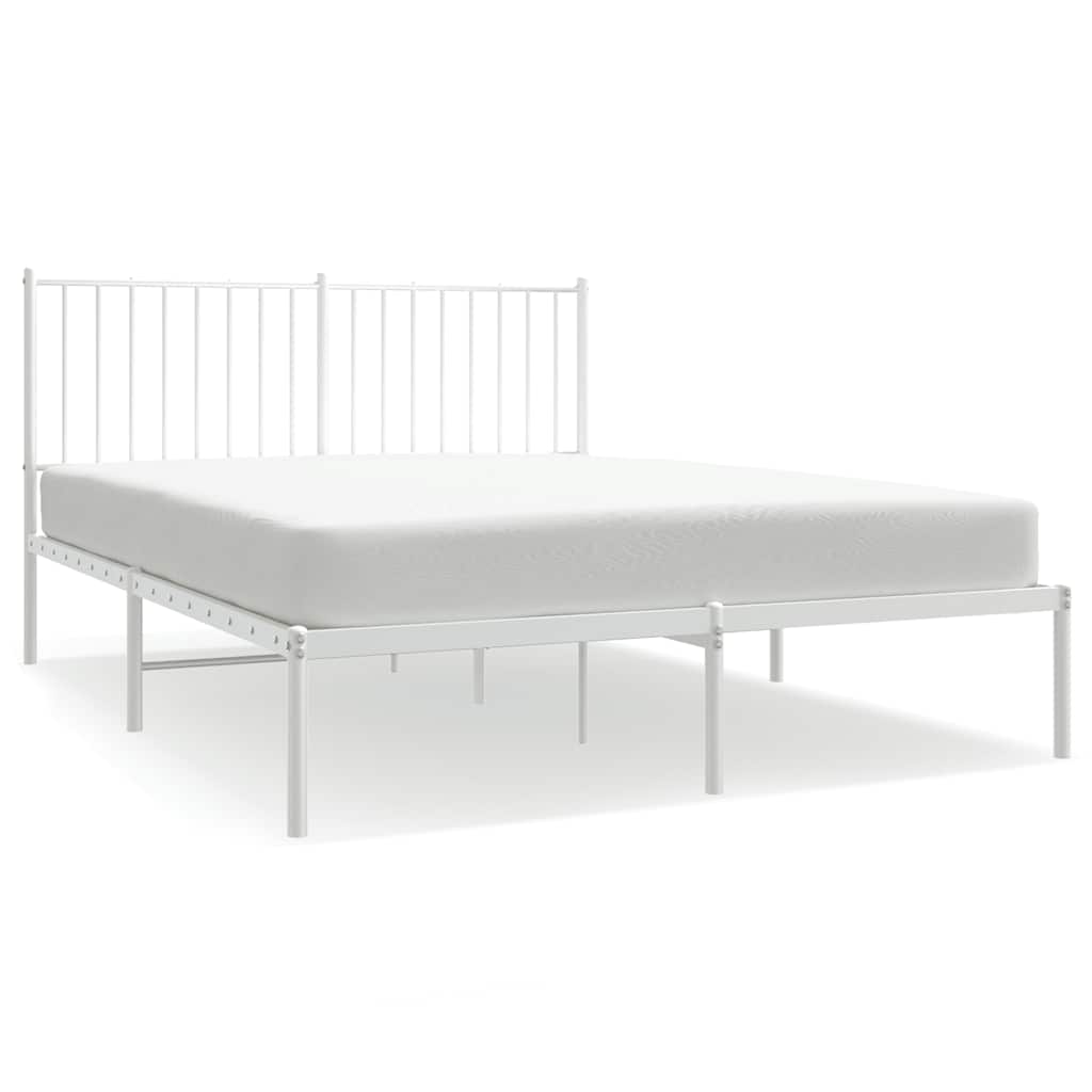 Bed Frame White Steel Full Bed Frame Rectangular Durable