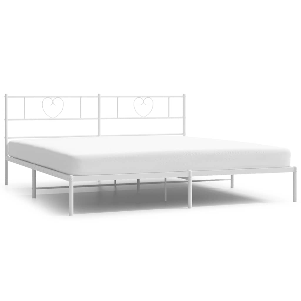 Bed Frame White Steel Full Bed Frame Rectangular Modern