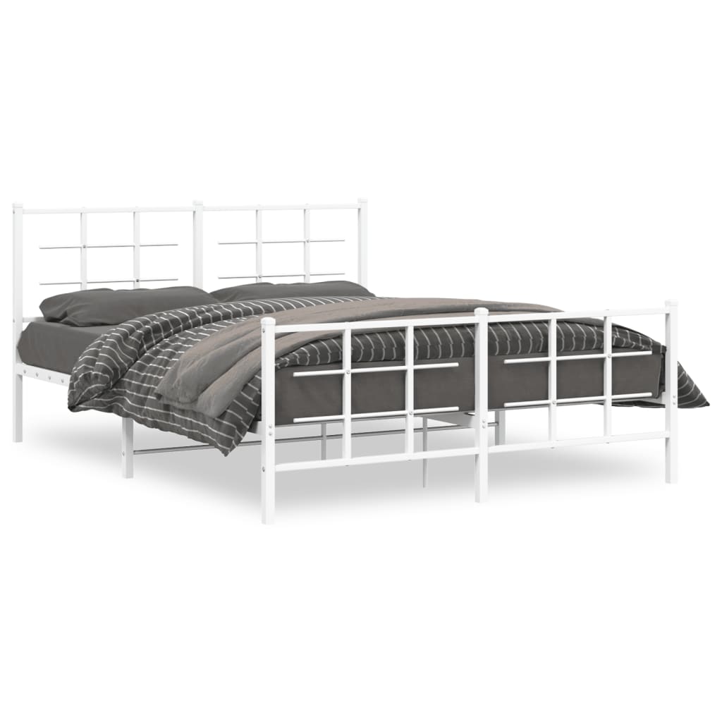 Bed Frame White Steel King Bed Frame Rectangular Modern