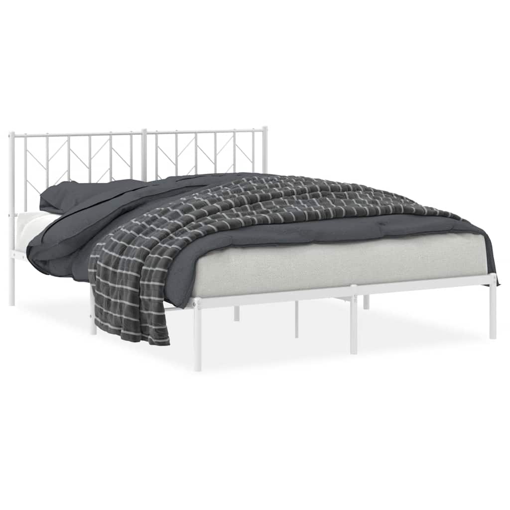 Bed Frame White Steel King Size 59 x 79 in Bed Frame