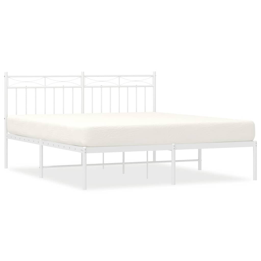 Bed Frame White Steel King Size Bed Frame Rectangular
