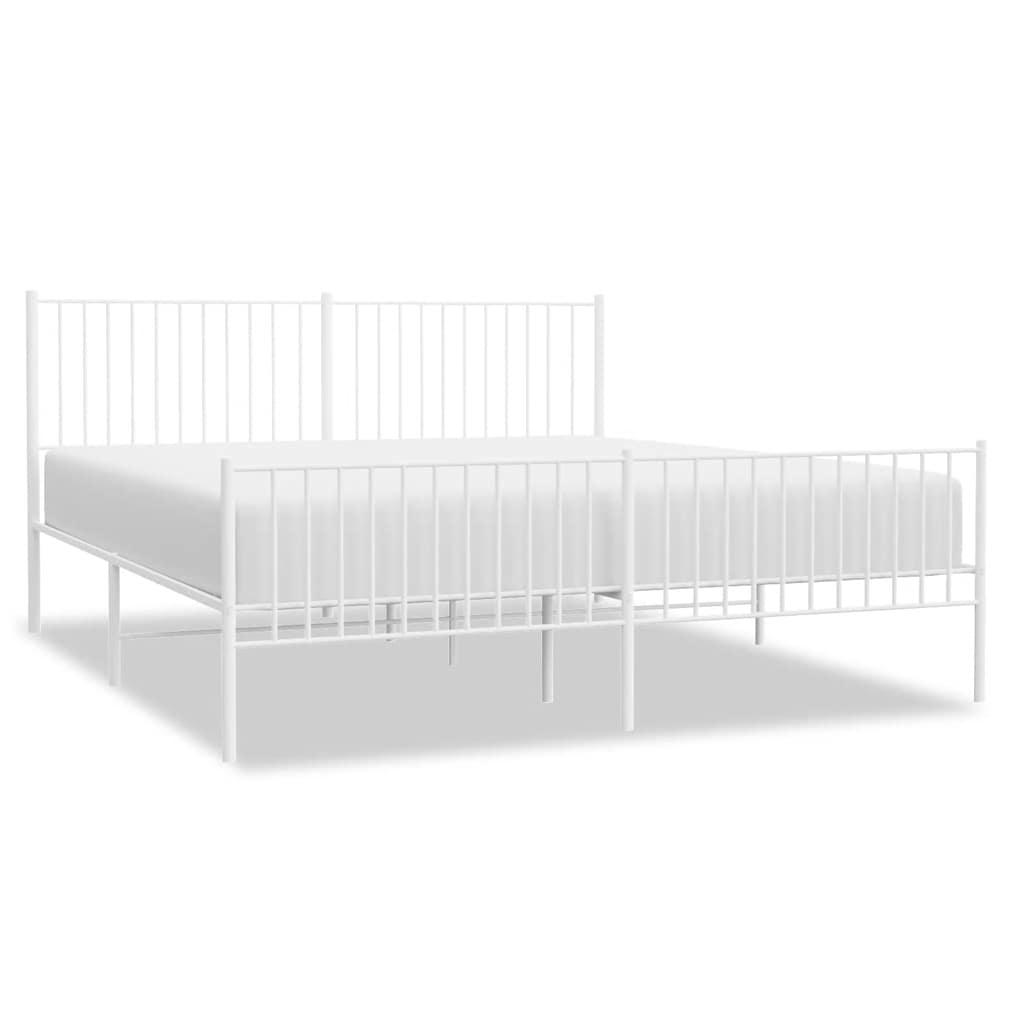 Bed Frame White Steel Queen Metal Bed Frame Rectangular