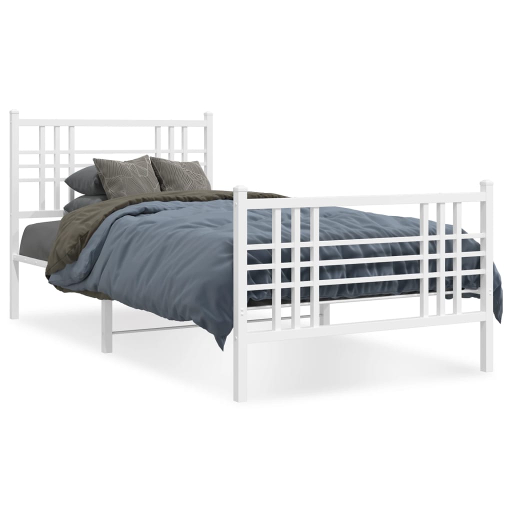 Bed Frame White Steel Single Bed Frame Rectangular