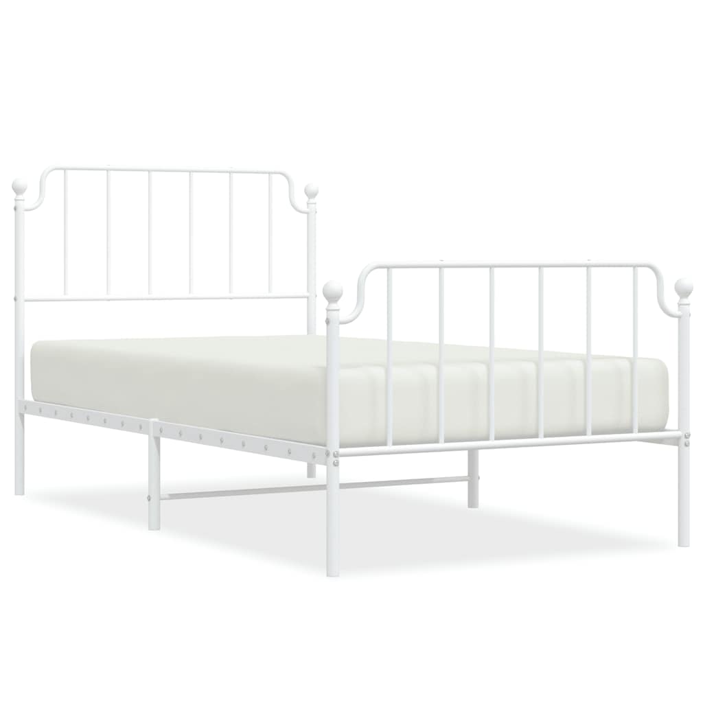 Bed Frame White Steel Single Classic/Traditional Style Durable