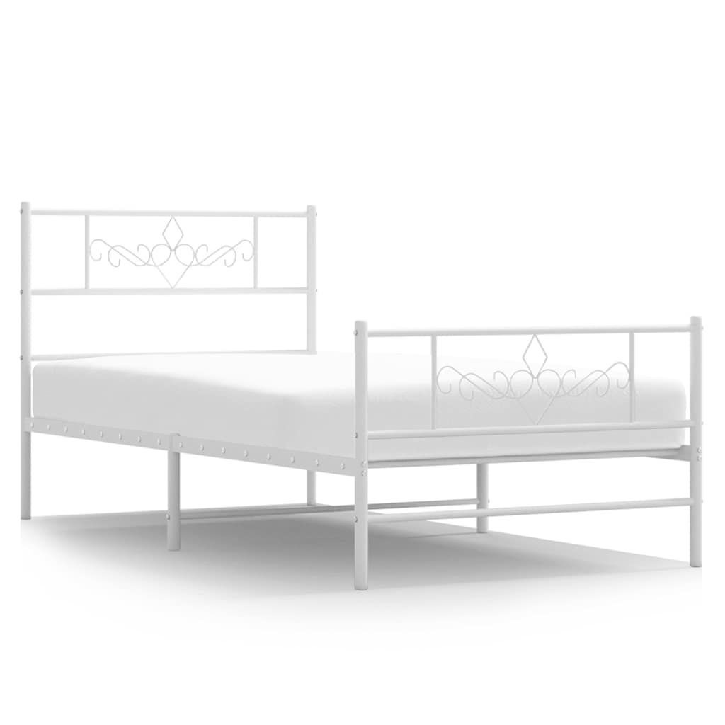 Bed Frame White Steel Single Modern Bed Frame Rectangular