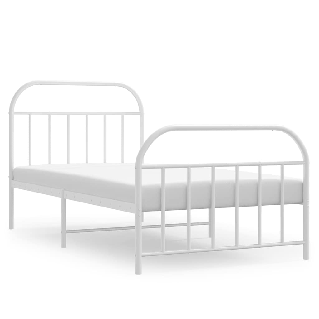 Bed Frame White Steel Twin Bed Frame Rectangular Durable