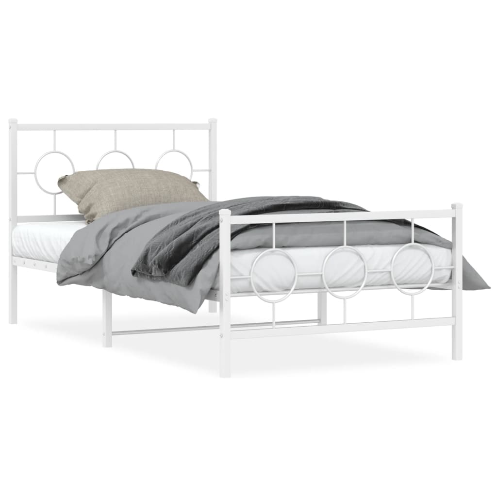 Bed Frame White Steel Twin Bed Frame Rectangular Industrial