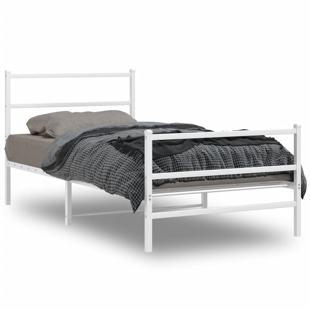 Bed Frame White Steel Twin Bed Frame Rectangular Modern