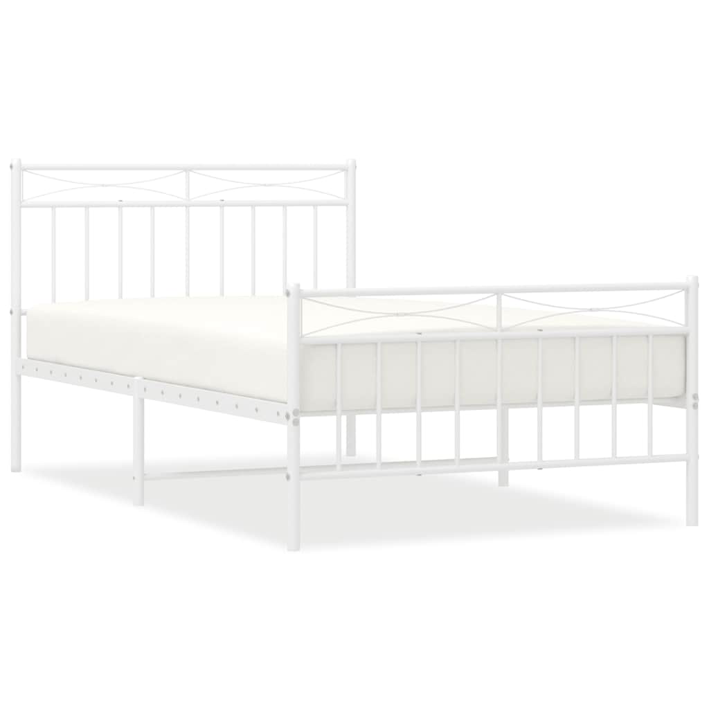 Bed Frame White Steel Twin Bed Frame Rectangular Modern