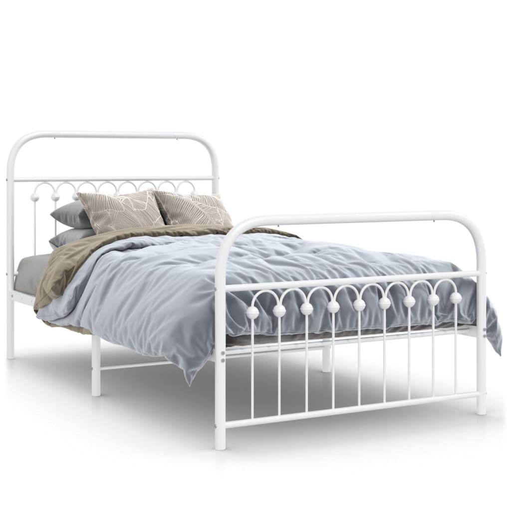 Bed Frame White Steel Twin Bed Frame Rectangular Modern