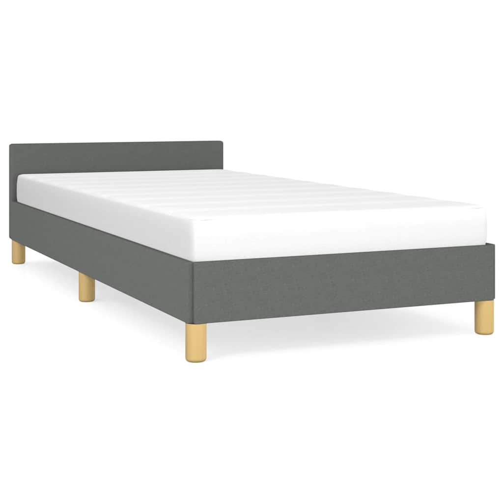 Bed Frame With Headboard Dark Grey 100% Polyester Twin XL