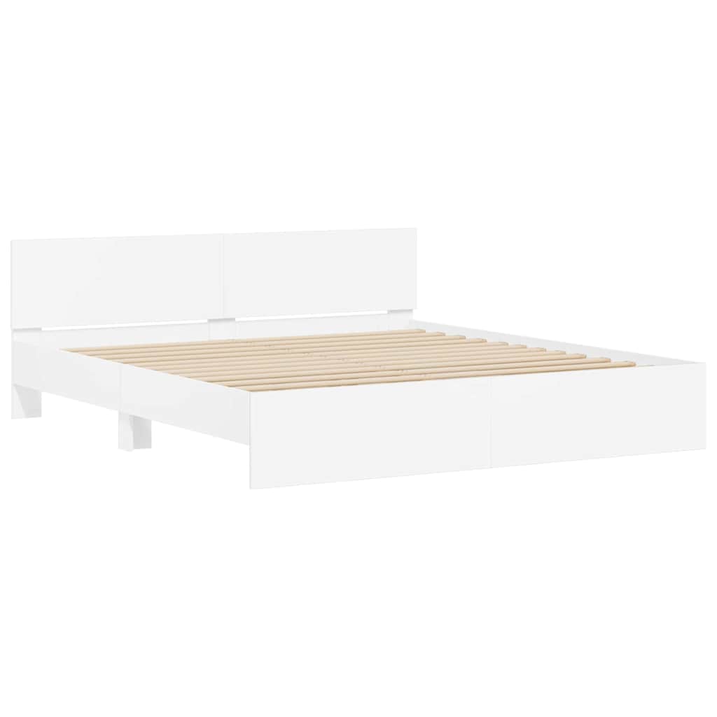 Bed Frame with Headboard White 54 x 74 inches Engineered Wood