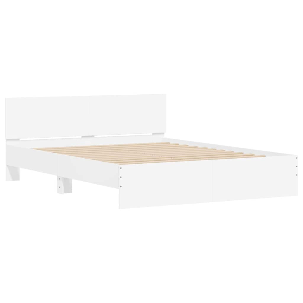 Bed Frame with Headboard White 59.06 x 78.74 in Engineered Wood