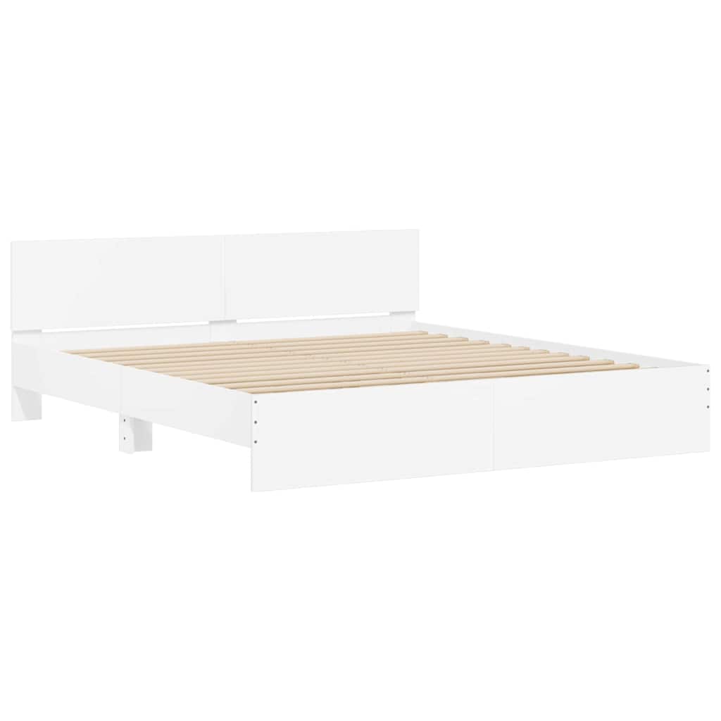 Bed Frame with Headboard White 75.98 x 79.92 in Engineered Wood