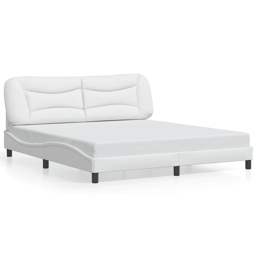 Bed Frame without Mattress "Hvar" White 76"x79.9" Faux Leather