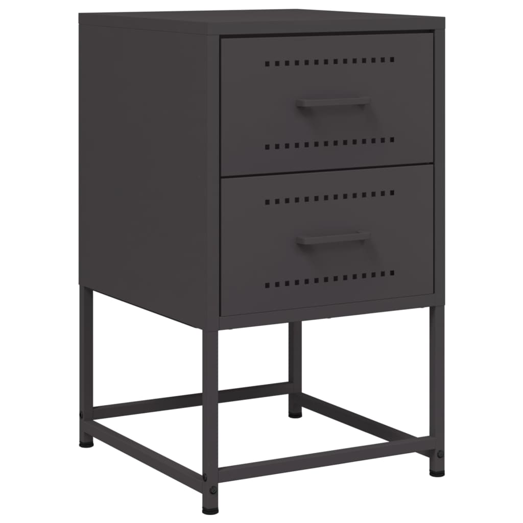 Bedside Cabinet Black Steel Medium Bedside Cabinet Rectangular