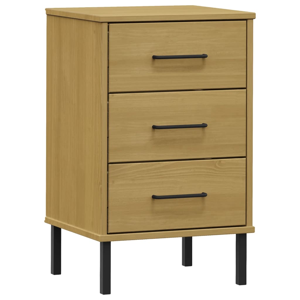 Bedside Cabinet Brown Solid pine wood, metal Bedside Cabinet