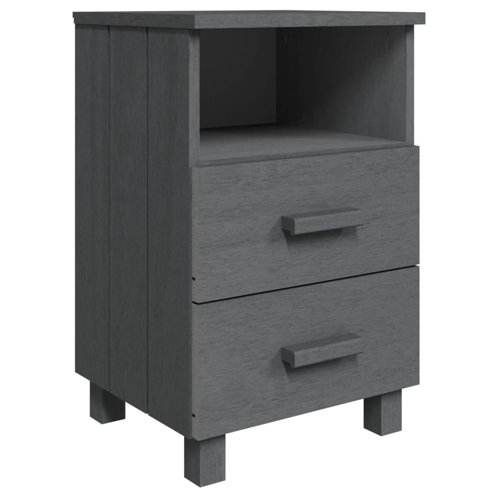 Bedside Cabinet Dark Grey Solid pine, MDF 15.7 x 13.8 x 24.4 in