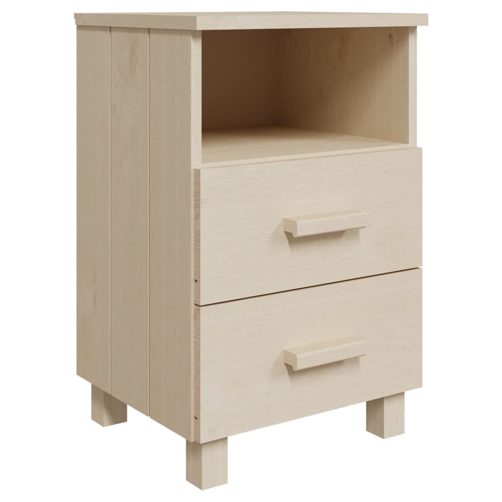 Bedside Cabinet Honey Brown Solid Pine Wood Medium