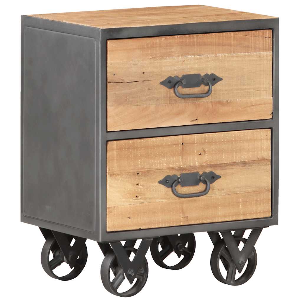 Bedside Cabinet Natural wood, Grey Solid reclaimed wood, Steel